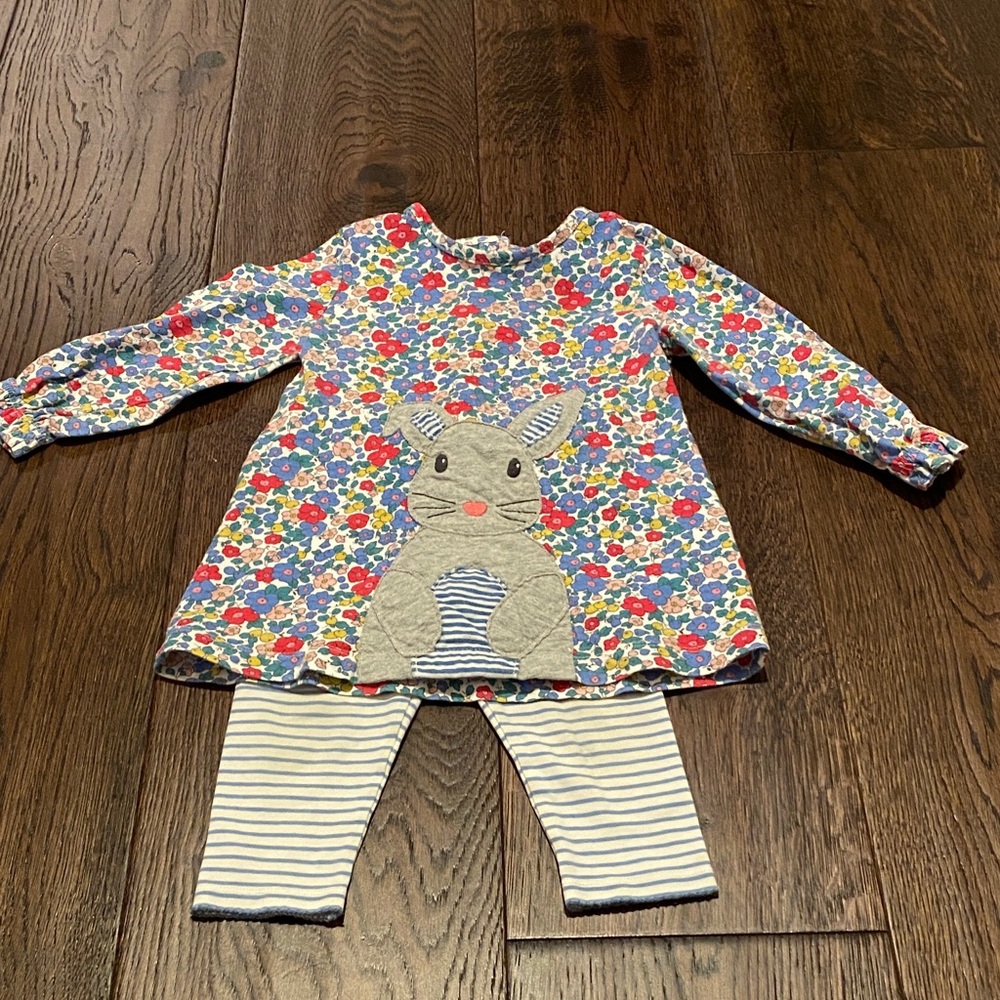 Floral Bunny Tunic and Striped Leggings Set